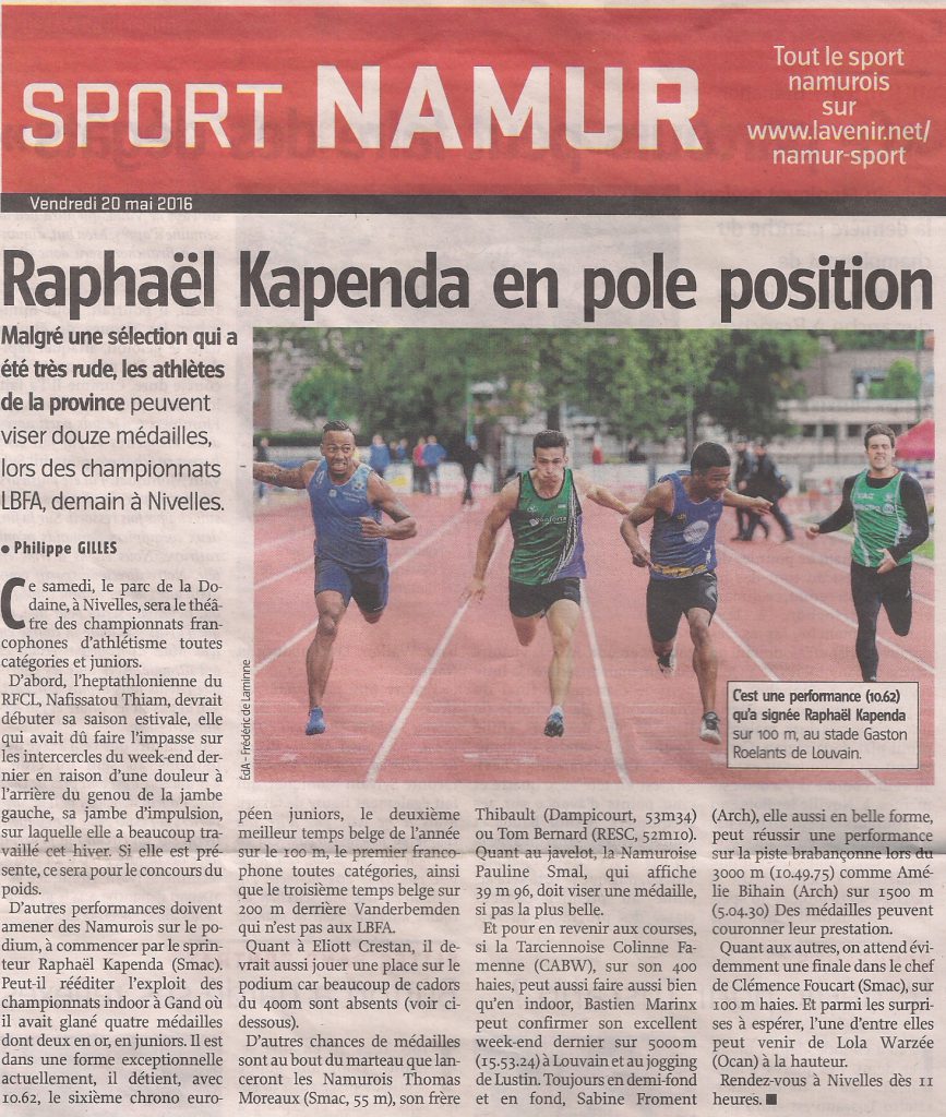 Kapenda Sport Namur 20 05 2016