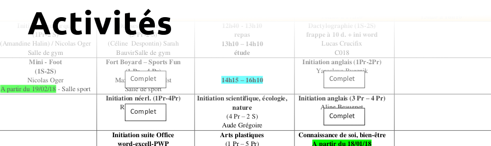 Activités SLAS